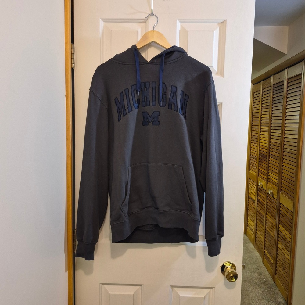 Colosseum Michigan Wolverines‎ Hoodie Mens Large Charcoal Gray Navy Blue NCAA